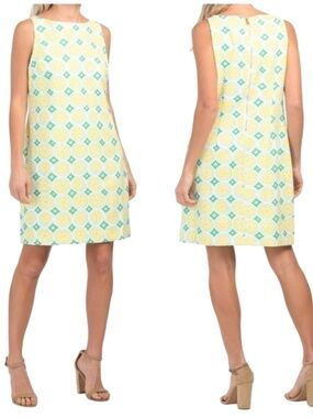 Sail to Sable Yellow Green Lemon Print Shift Dress Extra Large XL